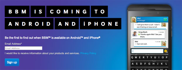 Uitrol BBM voor Android en iOS uitgesteld