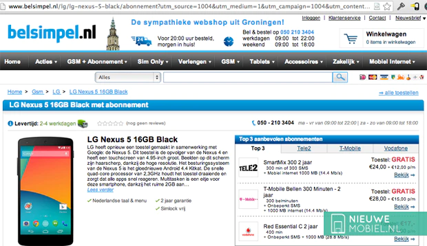 Google Nexus 5 Belsimpel.nl