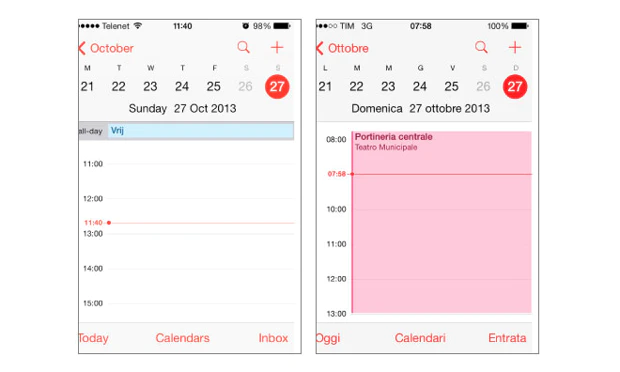 Kalender iOS 7 verslikt zich in wintertijd