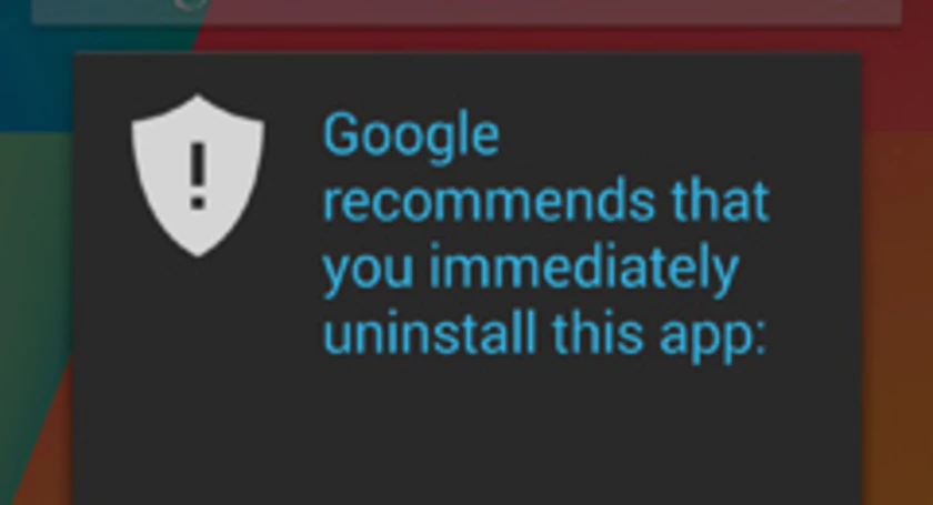 Google android app warning