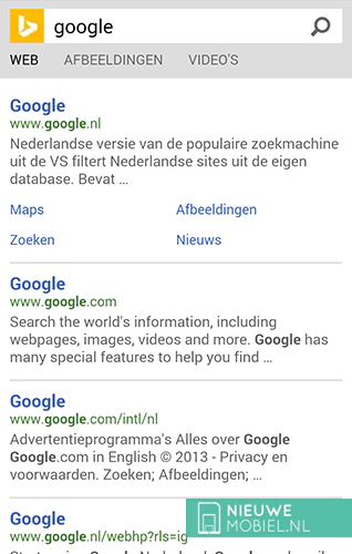 Bing search for Google
