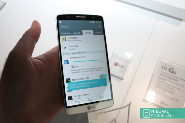 LG G3 display settings