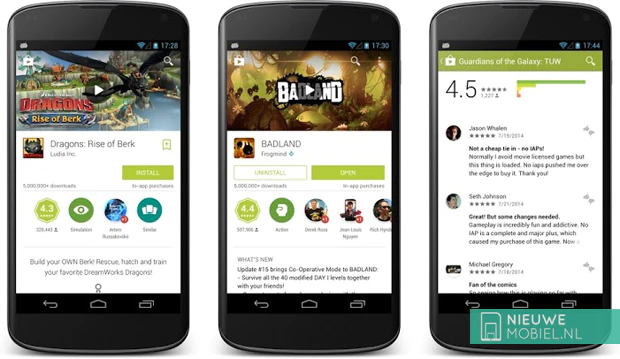 Google begint uitrol Play Store met Material Design-stijl