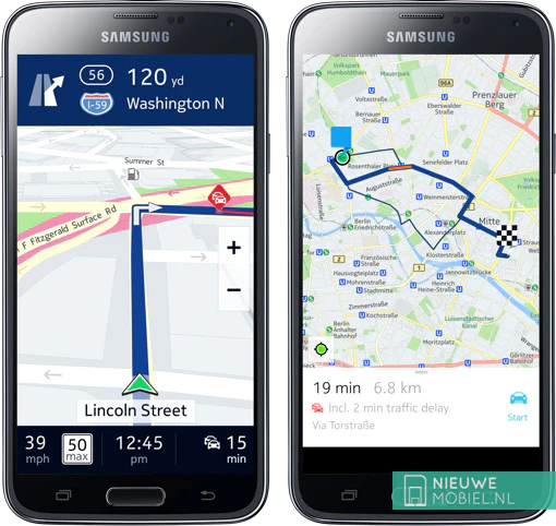 Samsung Galaxy-phones running HERE Maps