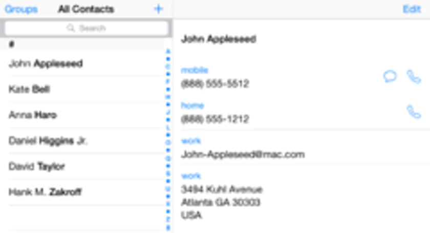 Ios8 contacts landscape