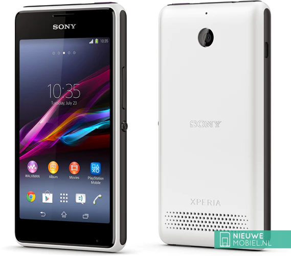 Sony Xperia E1 front and back in white