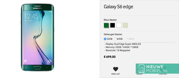 Samsung Galaxy S6 edge prijsdaling