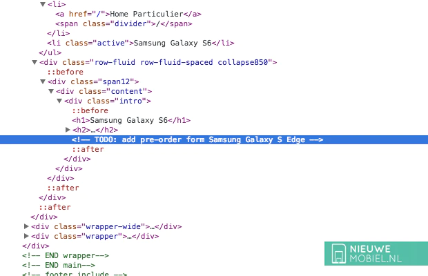 Vodafone placeholder sourcecode Galaxy S Edge