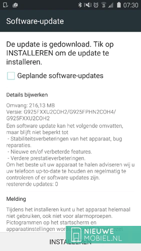 Samsung Galaxy S6 en S6 edge update G925FXXU2COH2