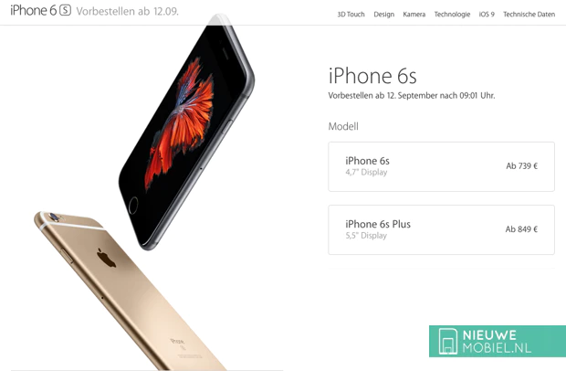 iPhone 6s prijzen Duitsland