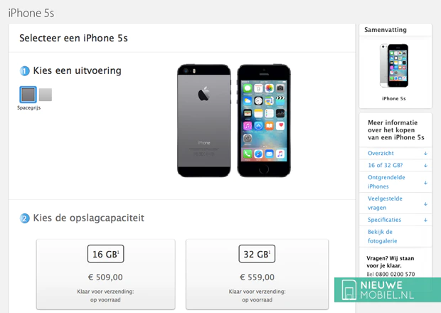 8 GB-uitvoering van Apple iPhone 5s op komst