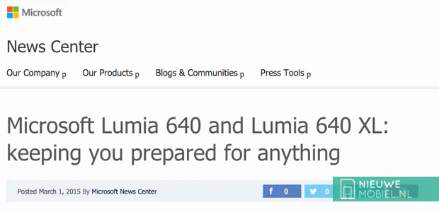 Microsoft zet persbericht Lumia 640 en Lumia 640 XL dag te vroeg online