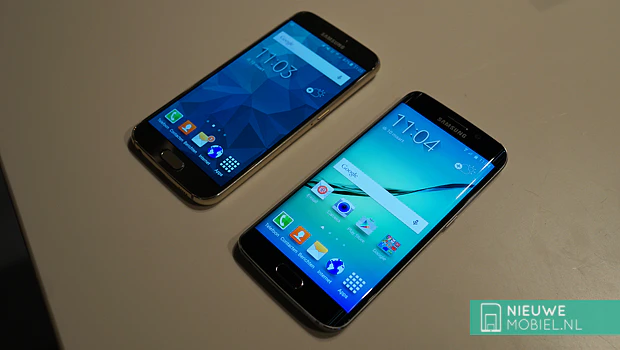 Samsung Galaxy S6 and S6 edge on table