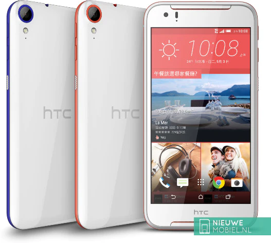 HTC Desire 830 in het blauw en rood