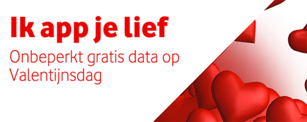 Vodafone geeft klanten gratis data komende Valentijnsdag