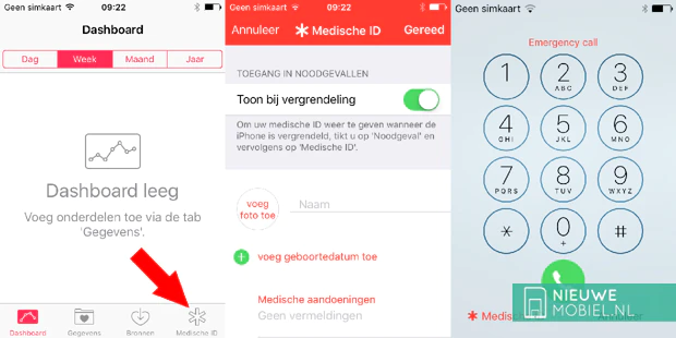 ICE instellen op iOS