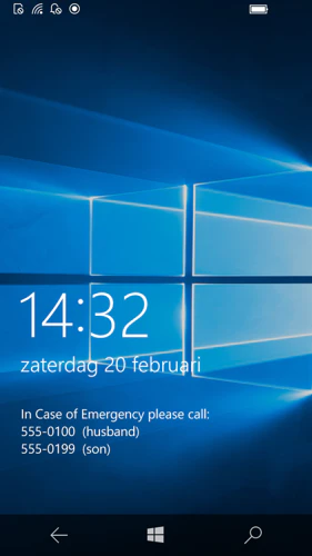 ICE-nummer op lock screen met ICE Message
