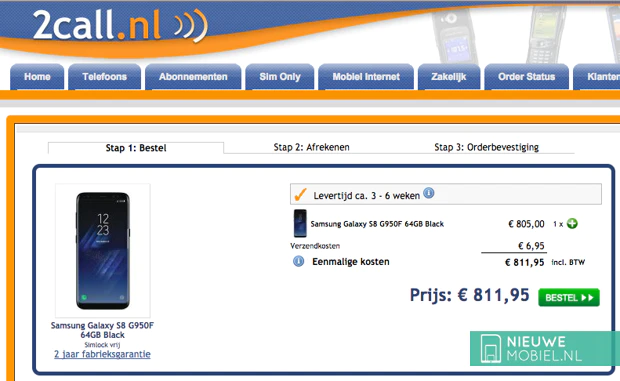 Samsung Galaxy S8 bij 2Call