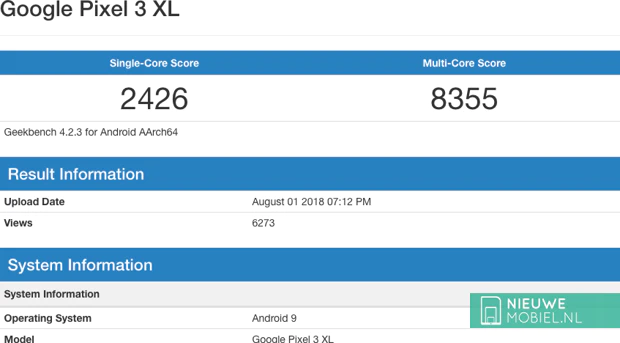 Geekbench Google Pixel 3 XL