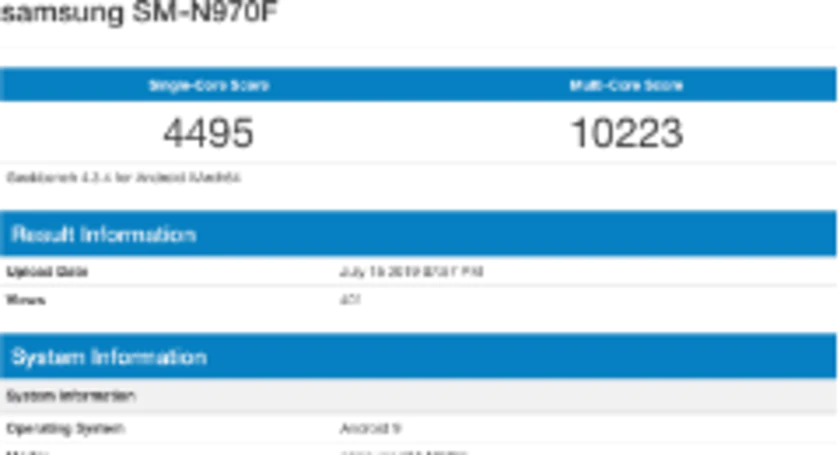 Samsung note 10 geekbench