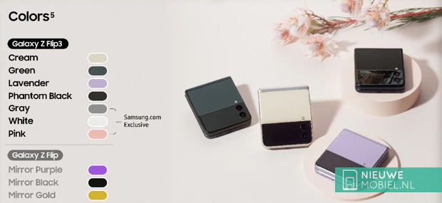 Samsung Galaxy Z Flip3 available colours