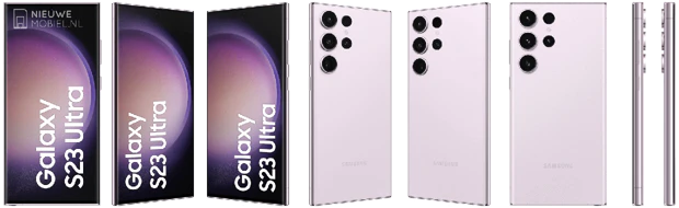 Samsung Galaxy S23 Ultra from all angles in Misty Lilac