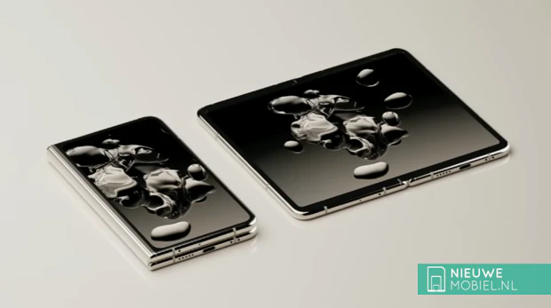 Google Pixel Fold in Porzellanweiß liegend geschlossen und geöffnet