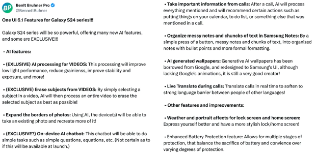 New features of Samsung's One UI 6.1 version expected for the Samsung Galaxy S24 series