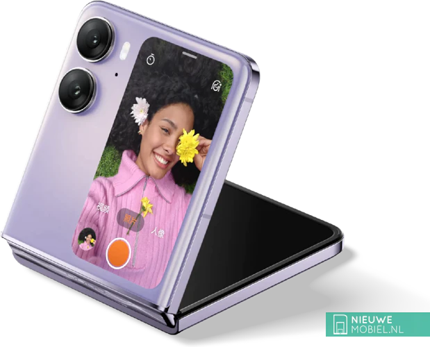 Oppo Find N2 Flip foldable phone in purple half open