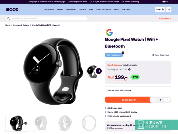 Google Pixel Watch sale at IBOOD Google Pixel Watch sale at IBOOD