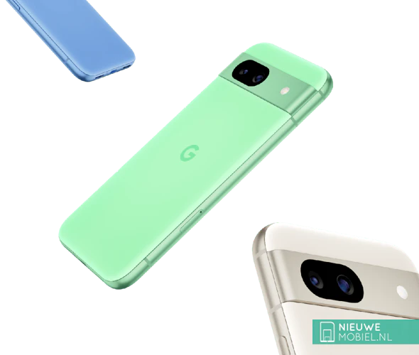 Google Pixel 8a in Bay, Alo, and Porcelain