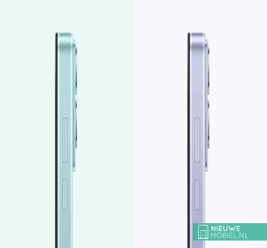 Oppo A79 5G in green and purple from the sides