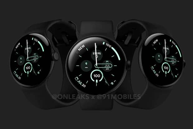 Google Pixel Watch 3 render as shared by @onleaks on 91mobiles Google Pixel Watch 3 render as shared by @onleaks on 91mobiles