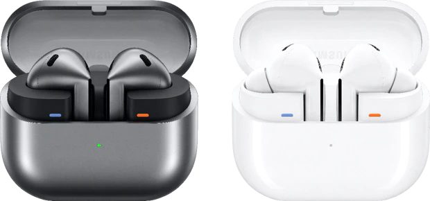 Samsung Galaxy Buds 3 vs. Buds 3 Pro with case by Evleaks