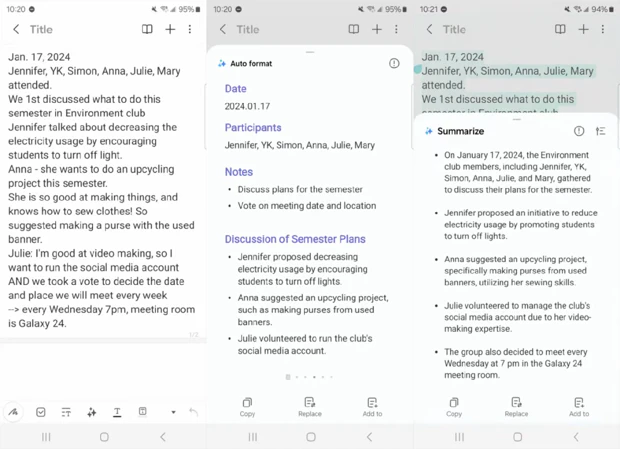 Galaxy AI - Note Assist demonstration Galaxy AI - Note Assist demonstration