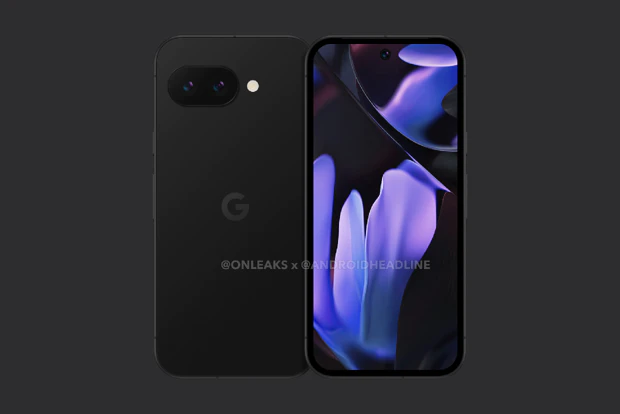 Google Pixel 9a render from @onleaks published by Android Headlines