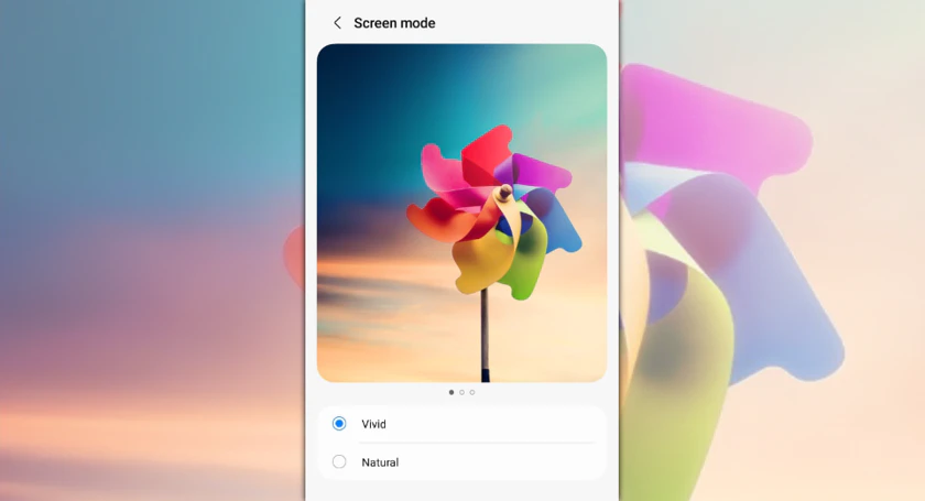 Galaxy screen mode setting natural vivid