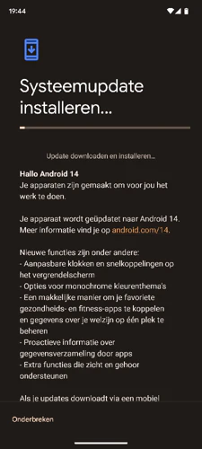 Sceenshot System Update Android 14