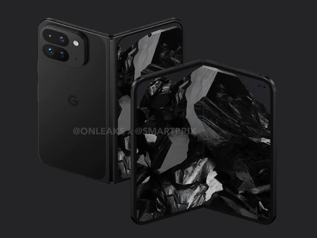 Rendering 5K del Google Pixel Fold 2 in Obsidian Black