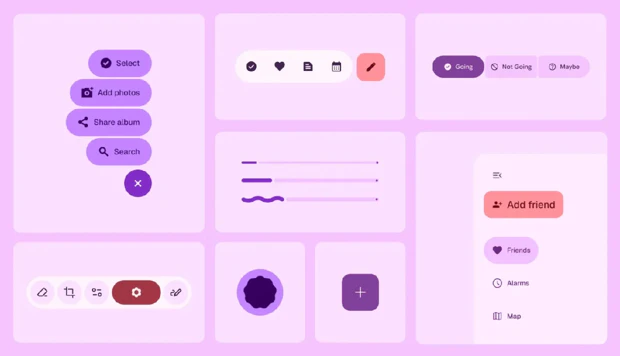 Google Material 3 Expressive buttons, shapes, and colors