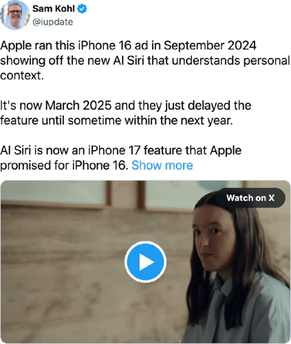 Apple Pulls Siri Ad Tweet Iupdate