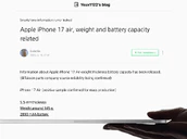 Iphone 17 Air Battery Capacity Reveiled By Yeux1122