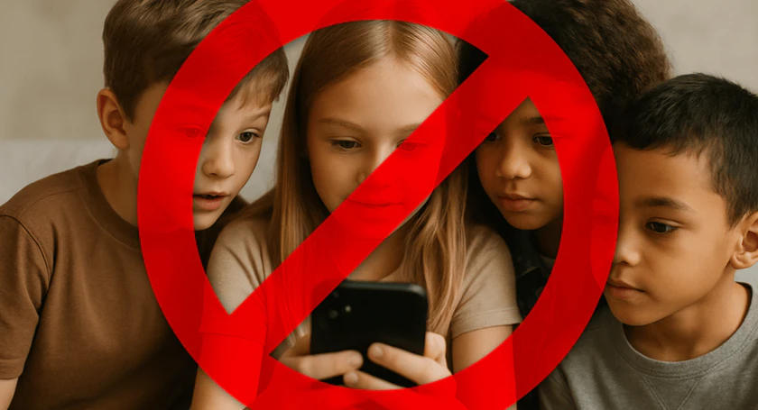 Young kids on smartphone