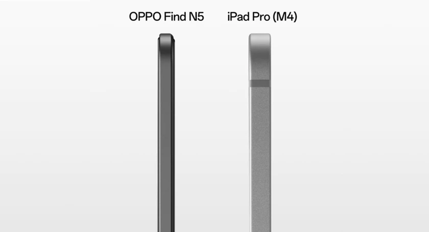 Thin oppo find n5 compared to apple ipad pro 2024