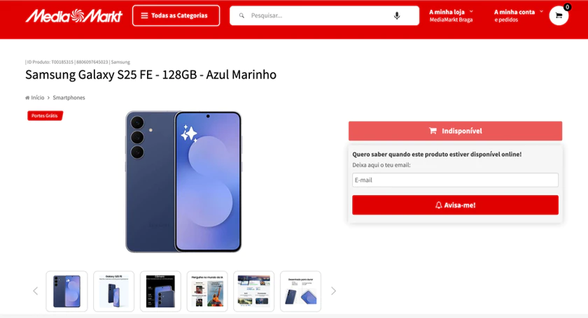 Mediamarkt portugal leaks samsung s25 fe