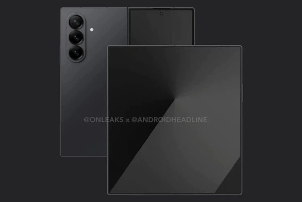 Samsung Galaxy Z Fold 7 render by Onleaks published on Android Headlines