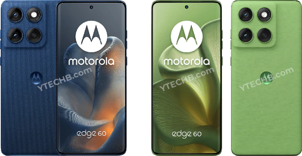 Motorola edge 60 in Pantone Gibraltar and Pantone Shamrock