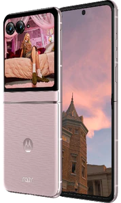 Motorola razr 70 in Violet Ice rosa mit Scharnierdetails