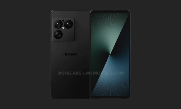 Sony Xperia 1 VIII CAD-tekening van zwarte achterkant en voorkant