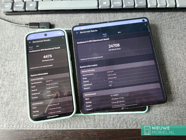 Geekbench-resultaten Google Pixel 10 Pro en de Oppo Find N6 Geekbench-resultaten Google Pixel 10 Pro en de Oppo Find N6